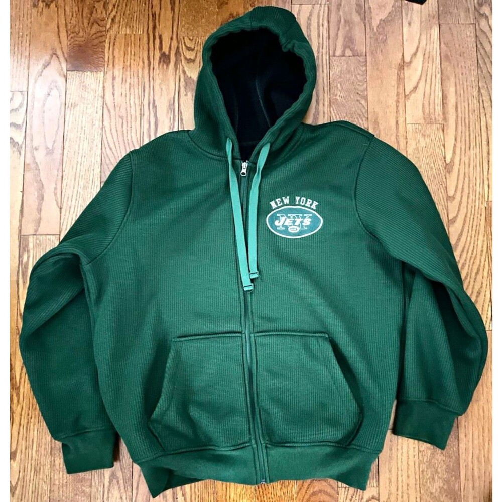 NFL New York Jets Green Full Zip Hoodie Sweatshirt Football Size L